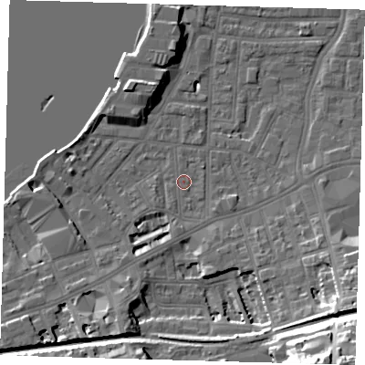 Shaded relief map of the ground around SE109AQ, computed from Environment Agency LiDAR. The ground here sits at about 3 m above sea level and falls 32 m across the surrounding 800 m. Surface water reaching this point runs off ground lying to the south-west, 3.0 m higher.