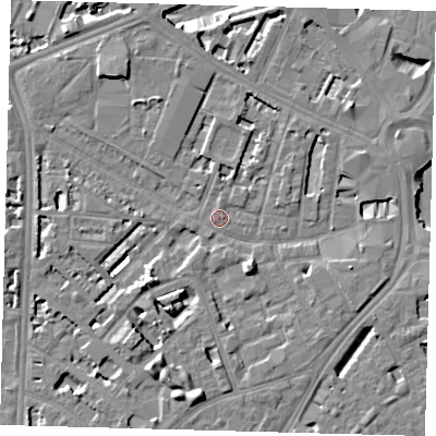 Shaded relief map of the ground around SE114TQ, computed from Environment Agency LiDAR. The ground here sits at about 3 m above sea level and falls 8 m across the surrounding 800 m. Surface water reaching this point runs off ground lying to the south-west, 6.4 m higher.