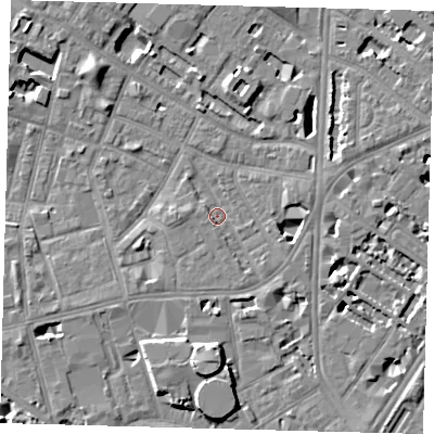 Shaded relief map of the ground around SE115PQ, computed from Environment Agency LiDAR. The ground here sits at about 3 m above sea level and falls 8 m across the surrounding 800 m. Surface water reaching this point runs off ground lying to the south-south-west, 5.2 m higher.