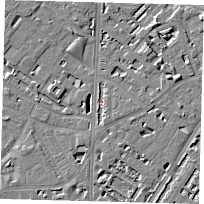Shaded relief map of the ground around SE116BY, computed from Environment Agency LiDAR. The ground here sits at about 2 m above sea level and falls 7 m across the surrounding 800 m. Surface water reaching this point runs off ground lying to the south-south-east, 2.6 m higher.