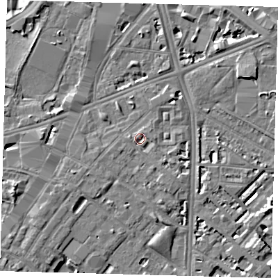 Shaded relief map of the ground around SE116DQ, computed from Environment Agency LiDAR. The ground here sits at about 4 m above sea level and falls 7 m across the surrounding 800 m. Surface water reaching this point runs off ground lying to the north-north-west, 0.9 m higher.