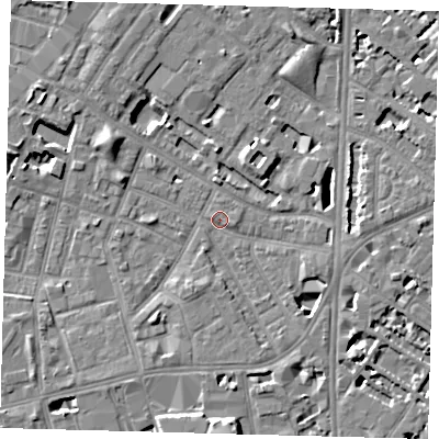 Shaded relief map of the ground around SE116HJ, computed from Environment Agency LiDAR. The ground here sits at about 3 m above sea level and falls 8 m across the surrounding 800 m. Surface water reaching this point runs off ground lying to the south, 6.2 m higher.