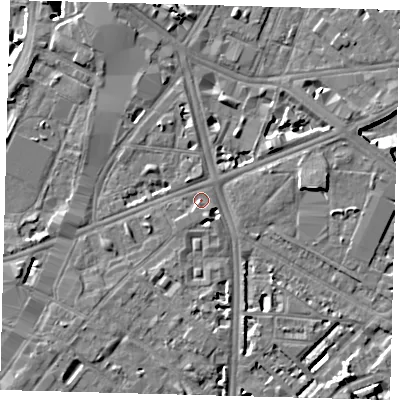 Shaded relief map of the ground around SE116NJ, computed from Environment Agency LiDAR. The ground here sits at about 3 m above sea level and falls 7 m across the surrounding 800 m. Surface water reaching this point runs off ground lying to the south-west, 1.1 m higher.