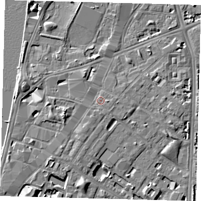 Shaded relief map of the ground around SE116NN, computed from Environment Agency LiDAR. The ground here sits at about 5 m above sea level and falls 8 m across the surrounding 800 m. Surface water reaching this point runs off ground lying to the south, 1.3 m higher.