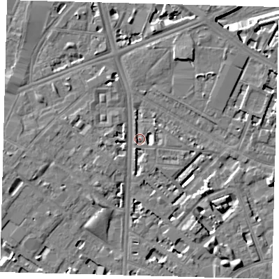 Shaded relief map of the ground around SE116SF, computed from Environment Agency LiDAR. The ground here sits at about 3 m above sea level and falls 7 m across the surrounding 800 m. Surface water reaching this point runs off ground lying to the south-west, 2.9 m higher.