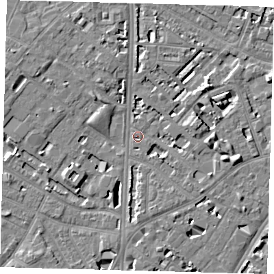 Shaded relief map of the ground around SE116SU, computed from Environment Agency LiDAR. The ground here sits at about 3 m above sea level and falls 7 m across the surrounding 800 m. Surface water reaching this point runs off ground lying to the east-south-east, 6.8 m higher.
