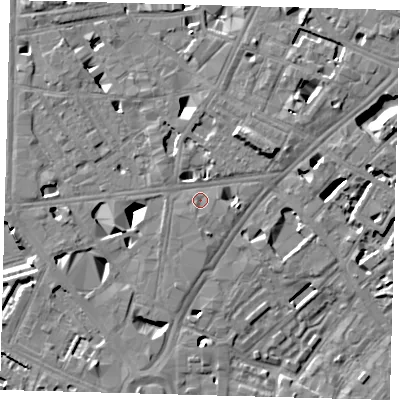 Shaded relief map of the ground around SE11DN, computed from Environment Agency LiDAR. The ground here sits at about 4 m above sea level and falls 11 m across the surrounding 800 m. Surface water reaching this point runs off ground lying to the north-east, 6.1 m higher.