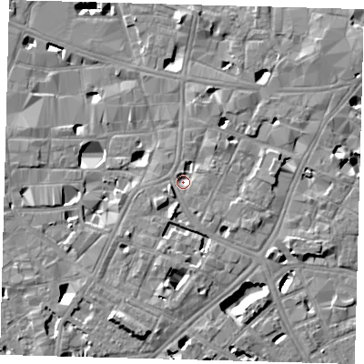 Shaded relief map of the ground around SE11ER, computed from Environment Agency LiDAR. The ground here sits at about 3 m above sea level and falls 8 m across the surrounding 800 m. Surface water reaching this point runs off ground lying to the south-east, 6.0 m higher.