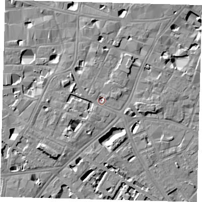 Shaded relief map of the ground around SE11HL, computed from Environment Agency LiDAR. The ground here sits at about 3 m above sea level and falls 8 m across the surrounding 800 m. Surface water reaching this point runs off ground lying to the east-north-east, 2.7 m higher.