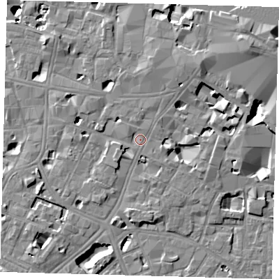 Shaded relief map of the ground around SE11LL, computed from Environment Agency LiDAR. The ground here sits at about 4 m above sea level and falls 14 m across the surrounding 800 m. Surface water reaching this point runs off ground lying to the south-south-west, 3.6 m higher.