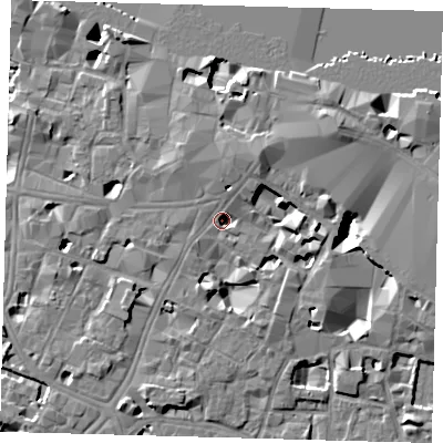 Shaded relief map of the ground around SE11NQ, computed from Environment Agency LiDAR. The ground here sits at about 3 m above sea level and falls 10 m across the surrounding 800 m. Surface water reaching this point runs off ground lying to the east-south-east, 4.3 m higher.