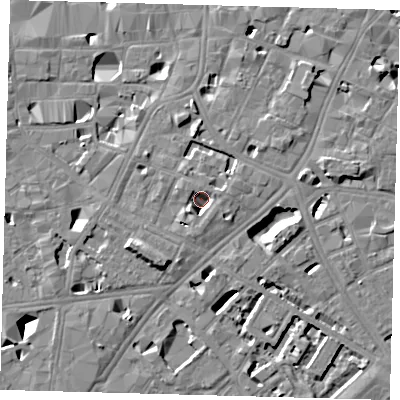 Shaded relief map of the ground around SE11RB, computed from Environment Agency LiDAR. The ground here sits at about 3 m above sea level and falls 11 m across the surrounding 800 m. Surface water reaching this point runs off ground lying to the south-west, 4.1 m higher.