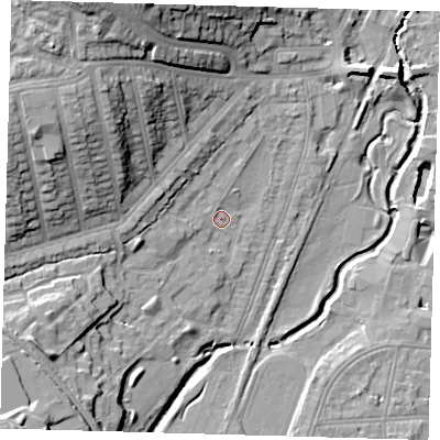 Shaded relief map of the ground around SE137LN, computed from Environment Agency LiDAR. The ground here sits at about 13 m above sea level and falls 23 m across the surrounding 800 m. Surface water reaching this point runs off ground lying to the north-west, 15.9 m higher.
