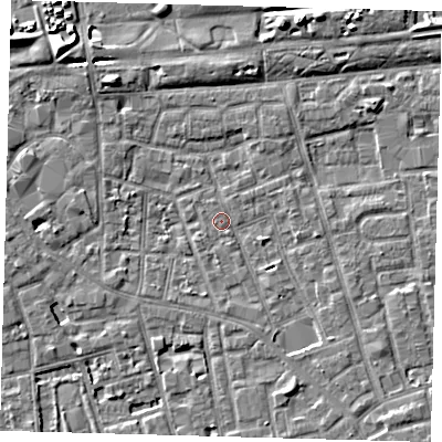 Shaded relief map of the ground around SE156EA, computed from Environment Agency LiDAR. The ground here sits at about 2 m above sea level and falls 6 m across the surrounding 800 m. Surface water reaching this point runs off ground lying to the south-south-east, 3.6 m higher.