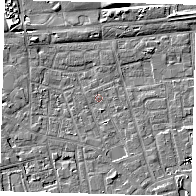 Shaded relief map of the ground around SE156HG, computed from Environment Agency LiDAR. The ground here sits at about 2 m above sea level and falls 8 m across the surrounding 800 m. Surface water reaching this point runs off ground lying to the south-south-east, 3.3 m higher.