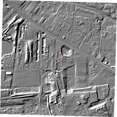 Shaded relief map of the ground around SE156NJ, computed from Environment Agency LiDAR. The ground here sits at about 2 m above sea level and falls 9 m across the surrounding 800 m. Surface water reaching this point runs off ground lying to the north-east, 0.9 m higher.