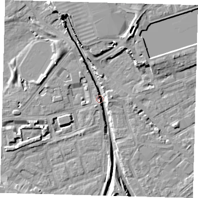 Shaded relief map of the ground around SE162AD, computed from Environment Agency LiDAR. The ground here sits at about 1 m above sea level and falls 12 m across the surrounding 800 m. Surface water reaching this point runs off ground lying to the north-north-east, 11.4 m higher.