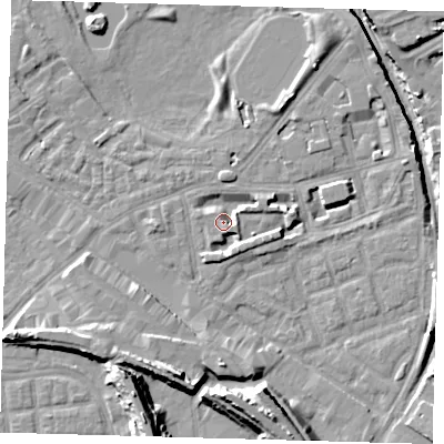 Shaded relief map of the ground around SE162BG, computed from Environment Agency LiDAR. The ground here sits at about 2 m above sea level and falls 15 m across the surrounding 800 m. Surface water reaching this point runs off ground lying to the east-north-east, 3.0 m higher.