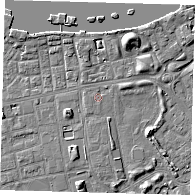 Shaded relief map of the ground around SE162EF, computed from Environment Agency LiDAR. The ground here sits at about 3 m above sea level and falls 8 m across the surrounding 800 m. Surface water reaching this point runs off ground lying to the south-south-west, 1.1 m higher.