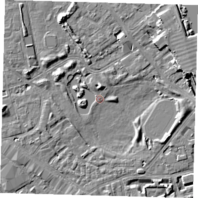 Shaded relief map of the ground around SE162FB, computed from Environment Agency LiDAR. The ground here sits at about 2 m above sea level and falls 9 m across the surrounding 800 m. Surface water reaching this point runs off ground lying to the north-north-west, 7.0 m higher.