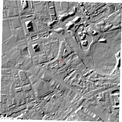 Shaded relief map of the ground around SE162HE, computed from Environment Agency LiDAR. The ground here sits at about 3 m above sea level and falls 8 m across the surrounding 800 m. Surface water reaching this point runs off ground lying to the west-north-west, 1.1 m higher.