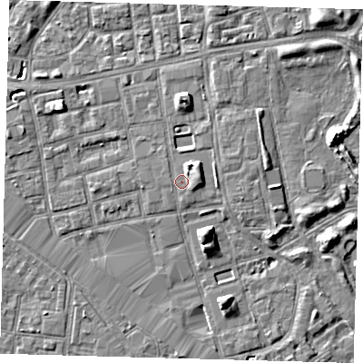 Shaded relief map of the ground around SE162HS, computed from Environment Agency LiDAR. The ground here sits at about 3 m above sea level and falls 7 m across the surrounding 800 m. Surface water reaching this point runs off ground lying to the north-east, 4.8 m higher.