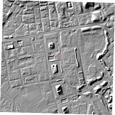 Shaded relief map of the ground around SE162HU, computed from Environment Agency LiDAR. The ground here sits at about 3 m above sea level and falls 7 m across the surrounding 800 m. Surface water reaching this point runs off ground lying to the south, 4.1 m higher.