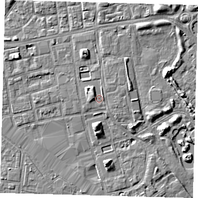 Shaded relief map of the ground around SE162HY, computed from Environment Agency LiDAR. The ground here sits at about 3 m above sea level and falls 7 m across the surrounding 800 m. Surface water reaching this point runs off ground lying to the east-north-east, 0.6 m higher.