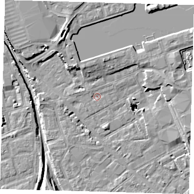 Shaded relief map of the ground around SE162LJ, computed from Environment Agency LiDAR. The ground here sits at about 2 m above sea level and falls 48 m across the surrounding 800 m. Surface water reaching this point runs off ground lying to the west-north-west, 1.3 m higher.