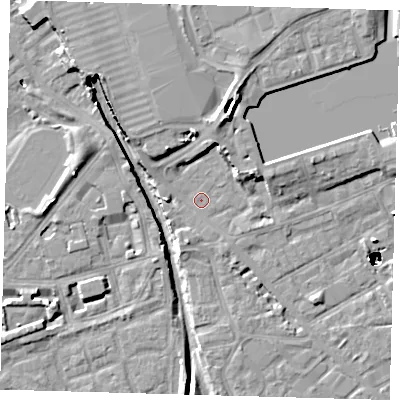Shaded relief map of the ground around SE162NG, computed from Environment Agency LiDAR. The ground here sits at about 2 m above sea level and falls 48 m across the surrounding 800 m. Surface water reaching this point runs off ground lying to the north-north-east, 8.0 m higher.