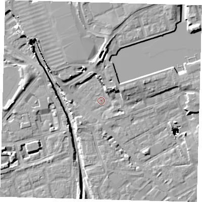 Shaded relief map of the ground around SE162NN, computed from Environment Agency LiDAR. The ground here sits at about 2 m above sea level and falls 48 m across the surrounding 800 m. Surface water reaching this point runs off ground lying to the north, 8.0 m higher.