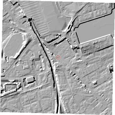Shaded relief map of the ground around SE162UN, computed from Environment Agency LiDAR. The ground here sits at about 2 m above sea level and falls 48 m across the surrounding 800 m. Surface water reaching this point runs off ground lying to the north-north-east, 8.0 m higher.