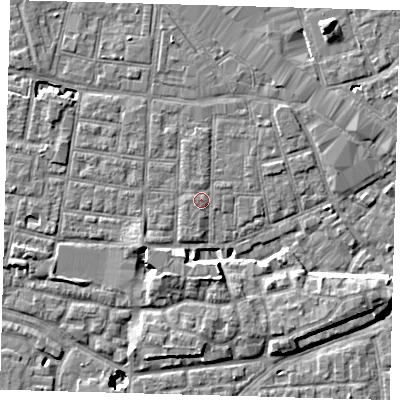 Shaded relief map of the ground around SE163NJ, computed from Environment Agency LiDAR. The ground here sits at about 2 m above sea level and falls 10 m across the surrounding 800 m. Surface water reaching this point runs off ground lying to the north-west, 0.9 m higher.