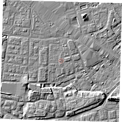 Shaded relief map of the ground around SE163NZ, computed from Environment Agency LiDAR. The ground here sits at about 2 m above sea level and falls 8 m across the surrounding 800 m. Surface water reaching this point runs off ground lying to the north-north-east, 0.9 m higher.