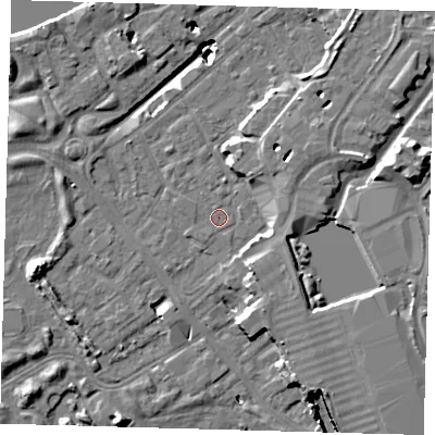 Shaded relief map of the ground around SE167BA, computed from Environment Agency LiDAR. The ground here sits at about 2 m above sea level and falls 20 m across the surrounding 800 m. Surface water reaching this point runs off ground lying to the north-north-west, 0.6 m higher.
