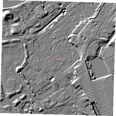 Shaded relief map of the ground around SE167BH, computed from Environment Agency LiDAR. The ground here sits at about 2 m above sea level and falls 19 m across the surrounding 800 m. Surface water reaching this point runs off ground lying to the south-east, 4.6 m higher.