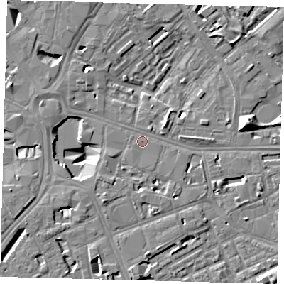 Shaded relief map of the ground around SE16TJ, computed from Environment Agency LiDAR. The ground here sits at about 3 m above sea level and falls 13 m across the surrounding 800 m. Surface water reaching this point runs off ground lying to the south-west, 1.6 m higher.