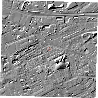 Shaded relief map of the ground around SE171BL, computed from Environment Agency LiDAR. The ground here sits at about 3 m above sea level and falls 10 m across the surrounding 800 m. Surface water reaching this point runs off ground lying to the south-south-east, 4.4 m higher.