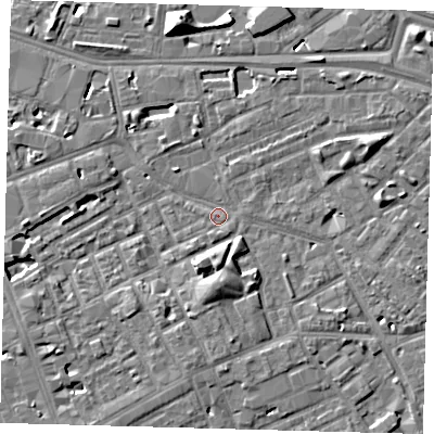 Shaded relief map of the ground around SE171BQ, computed from Environment Agency LiDAR. The ground here sits at about 3 m above sea level and falls 10 m across the surrounding 800 m. Surface water reaching this point runs off ground lying to the south-south-west, 1.0 m higher.