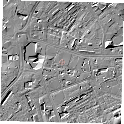 Shaded relief map of the ground around SE171GH, computed from Environment Agency LiDAR. The ground here sits at about 3 m above sea level and falls 13 m across the surrounding 800 m. Surface water reaching this point runs off ground lying to the south-west, 3.8 m higher.