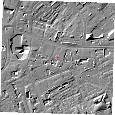 Shaded relief map of the ground around SE171GQ, computed from Environment Agency LiDAR. The ground here sits at about 3 m above sea level and falls 13 m across the surrounding 800 m. Surface water reaching this point runs off ground lying to the west-south-west, 3.8 m higher.