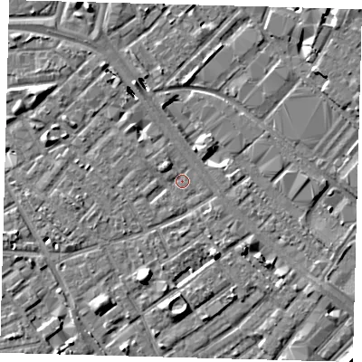 Shaded relief map of the ground around SE171SX, computed from Environment Agency LiDAR. The ground here sits at about 2 m above sea level and falls 8 m across the surrounding 800 m. Surface water reaching this point runs off ground lying to the north-west, 2.0 m higher.
