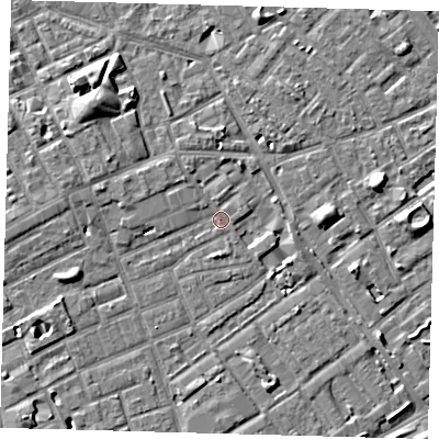 Shaded relief map of the ground around SE172EB, computed from Environment Agency LiDAR. The ground here sits at about 3 m above sea level and falls 7 m across the surrounding 800 m. Surface water reaching this point runs off ground lying to the north-north-east, 0.8 m higher.