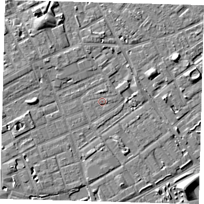 Shaded relief map of the ground around SE172EH, computed from Environment Agency LiDAR. The ground here sits at about 3 m above sea level and falls 8 m across the surrounding 800 m. Surface water reaching this point runs off ground lying to the east, 0.7 m higher.