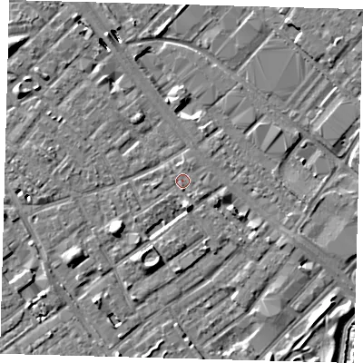Shaded relief map of the ground around SE172JR, computed from Environment Agency LiDAR. The ground here sits at about 3 m above sea level and falls 8 m across the surrounding 800 m. Surface water reaching this point runs off ground lying to the south, 3.4 m higher.