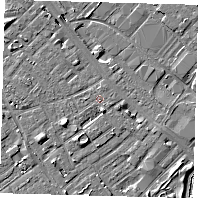 Shaded relief map of the ground around SE172JZ, computed from Environment Agency LiDAR. The ground here sits at about 3 m above sea level and falls 8 m across the surrounding 800 m. Surface water reaching this point runs off ground lying to the south-south-east, 3.4 m higher.
