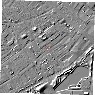 Shaded relief map of the ground around SE172LJ, computed from Environment Agency LiDAR. The ground here sits at about 3 m above sea level and falls 8 m across the surrounding 800 m. Surface water reaching this point runs off ground lying to the north-north-west, 4.8 m higher.