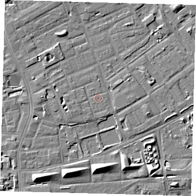 Shaded relief map of the ground around SE172PQ, computed from Environment Agency LiDAR. The ground here sits at about 3 m above sea level and falls 8 m across the surrounding 800 m. Surface water reaching this point runs off ground lying to the south-south-east, 0.5 m higher.