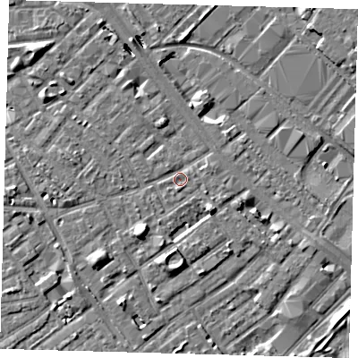 Shaded relief map of the ground around SE172SX, computed from Environment Agency LiDAR. The ground here sits at about 2 m above sea level and falls 8 m across the surrounding 800 m. Surface water reaching this point runs off ground lying to the south-west, 7.5 m higher.
