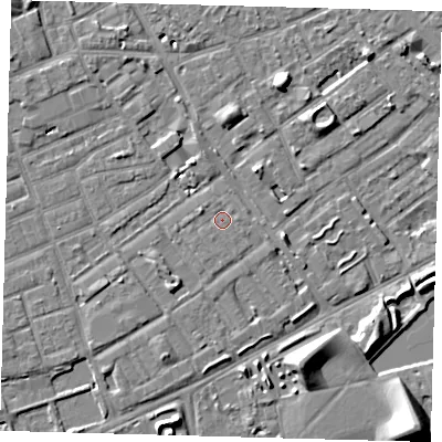 Shaded relief map of the ground around SE172TT, computed from Environment Agency LiDAR. The ground here sits at about 3 m above sea level and falls 9 m across the surrounding 800 m. Surface water reaching this point runs off ground lying to the west-north-west, 1.0 m higher.